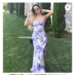 Zara Draped Neck Low Back Satin Dress